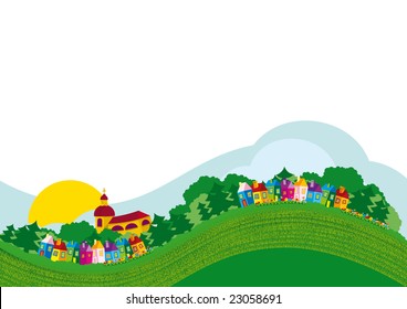 Vector illustration color village