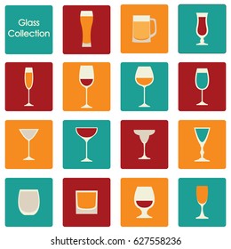 Vector illustration of color wine glasses set