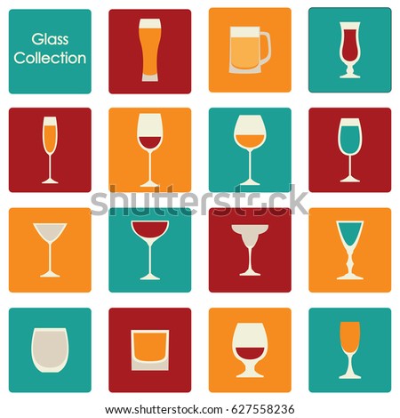 Vector illustration of color wine glasses set