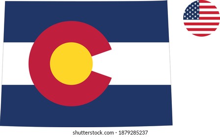 vector illustration of Colorado map and flag with American flag