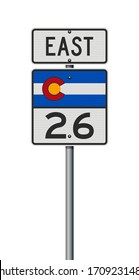 Vector illustration of the Colorado State Highway road sign on metallic post