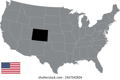 vector illustration of Colorado State map with American flag