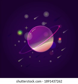 Vector illustration with colordul shiny saturn