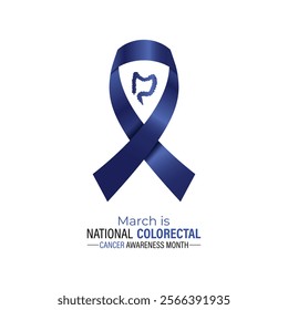 A vector illustration of Colorectal Cancer Awareness Month, observed every March. Design for banner, cards, prints, social media, poster, flyer and background design template.