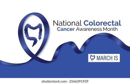 A vector illustration of Colorectal Cancer Awareness Month, observed every March. Design for banner, cards, prints, social media, poster, flyer and background design template.