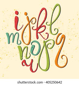 vector illustration. colored alphabet beautiful lettering. hand drawn alphabet