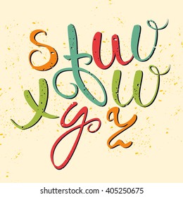 vector illustration. colored alphabet beautiful lettering. hand drawn alphabet