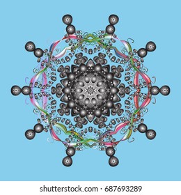 Vector illustration. A colored background with snowflakes. Vector christmas abstract colorful background with cute snowflake.