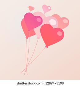 Vector Illustration. Colored Balloons In The Shape Of Heart. Flat Style. 
