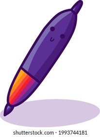 vector illustration of colored ballpoint pen in simple flat style.