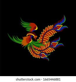 
ilustración vectorial de un pájaro coloreado/pavo real.