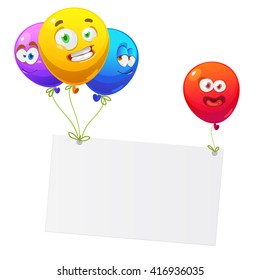 Vector illustration of a colored birthday or party balloons with cards and space for text