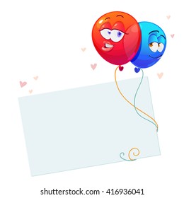Vector illustration of a colored birthday or party balloons with cards and space for text