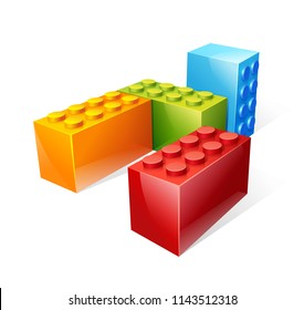 vector illustration of the colored blocks for the construction of children designer game