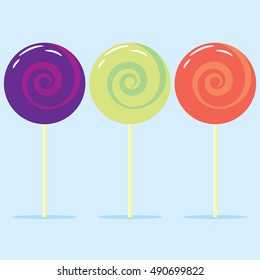 vector illustration of colored candies lollipops popsicles