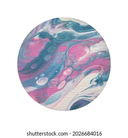 Vector illustration. Colored circle with wood texture. Technique fluid art. Background for printing.