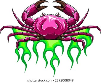 vector illustration of colored crab on white background. digital hand draw