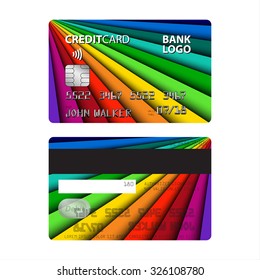 Vector illustration of colored credit card isolated on white background