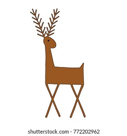 Vector illustration of colored deer. Simple and drawn by pen and then carefully digitized.