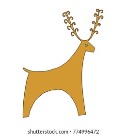 Vector illustration of colored deer. Simple and drawn by pen and then carefully digitized.