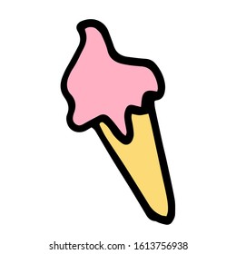 vector illustration colored doodle ice cream. Hand drawn vector doodle logo. sweet candy illustration with colorful ice cream. Isolated on white background.