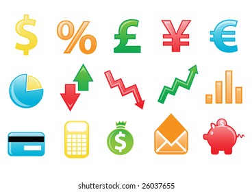 Vector illustration of colored financial icons. You can use it for your website, application, or presentation