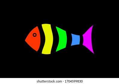 Dibujo vectorial de peces coloreados en un fondo oscuro.