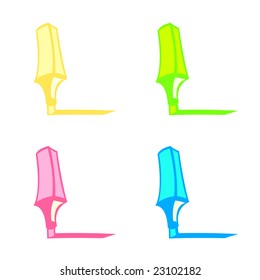 Vector illustration of colored, funny highlighters set.