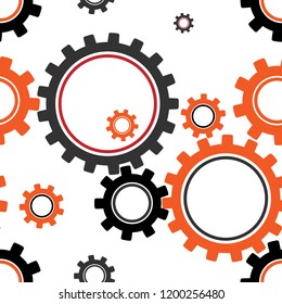 Vector illustration of colored gears seamless pattern.