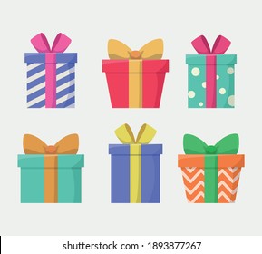 Vector illustration of colored gifts boxes with bows
