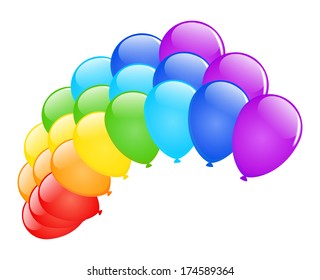 Vector illustration colored glossy balloons on white.