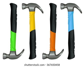 Vector illustration of colored hammers