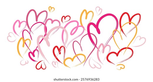 Vector illustration with colored hearts for Valentine’s Day Love, emotions, happiness, joy, fun, feelings For textiles, gift wrap, packaging, banner, blog, card, social media, invitation, app, web