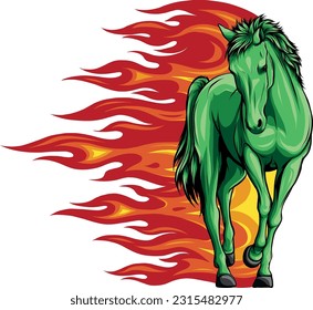 vector illustration of colored horse hand draw