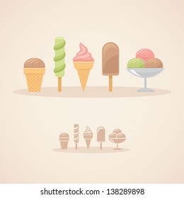 Vector illustration of  colored ice cream set
