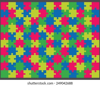 Vector illustration of colored  jigsaw puzzle, separate pieces