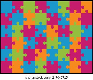 Vector illustration of colored  jigsaw puzzle 3, separate pieces