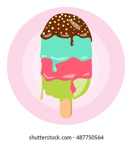 Vector illustration of colored melting ice cream