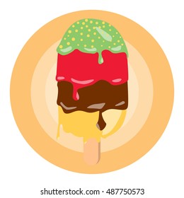 Vector illustration of colored melting ice cream