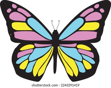 Vector illustration of colored monarch butterfly