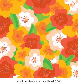 Vector illustration of colored orange flower pattern