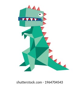 Vector illustration of colored origami dinosaur