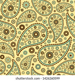 vector illustration of colored paisley seamless background
