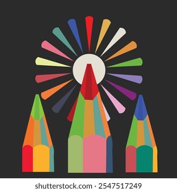 Vector illustration of colored pencil for background design