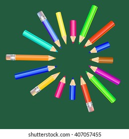 Vector illustration with colored pencils.