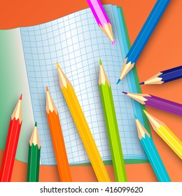 Vector illustration of colored pencils