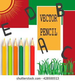 Vector illustration of colored pencils