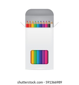 Vector Illustration Of Colored Pencils Box