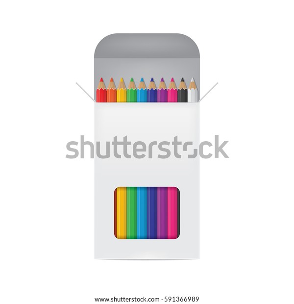 Vector Illustration Colored Pencils Box Stock Vector (Royalty Free ...