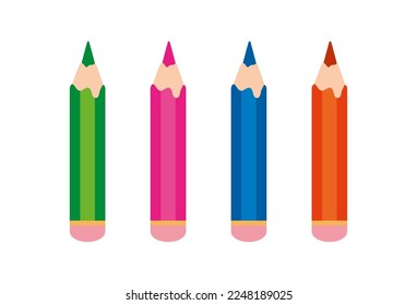 Vector illustration of colored pencils. Illustration in cartoon style isolated on white background. Illustration on the theme of study, office, school